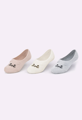 Bailarinas ST115 calcetines mujer algodón gato 3D antideslizantes