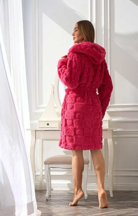 2553 Valentina L&L bata corta de mujer con capucha y bolsillos - frambuesa