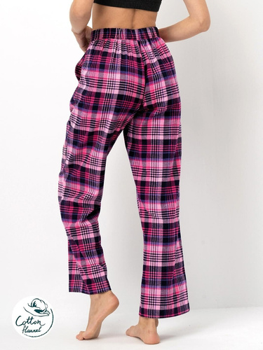 LHE 490 Key pantalón de pijama de mujer fucsia - franela de algodón a cuadros