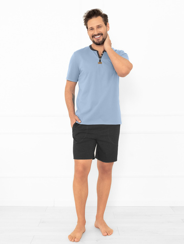 Julius Italian Fashion pijama de hombre de acero - corto, algodón, elegante