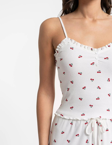 Moraj PDD3100-002 pijama mujer verano ecru cerezas