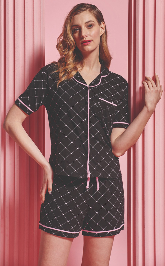 Coraline Pijama de mujer Sorbetto negro - camiseta, short, 100% algodón