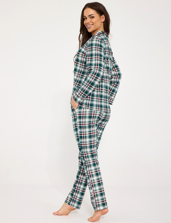 Cornette Francesca 482/490 Pijama de mujer 100% algodón con botones verde