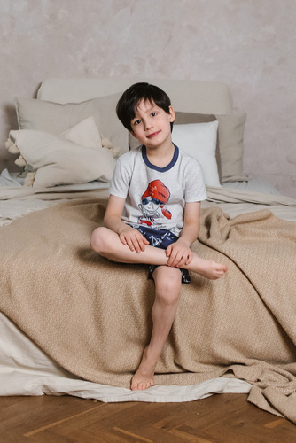 Kastos Pijama de manga corta para niño, pantalón Moda Italiana - light melange