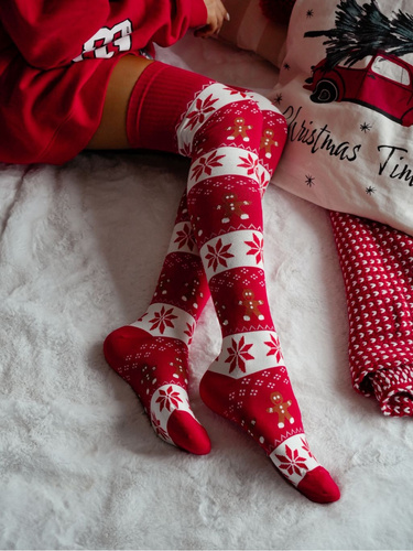 1276.002 Calcetines de Navidad Milena - Motivo galleta, rojo