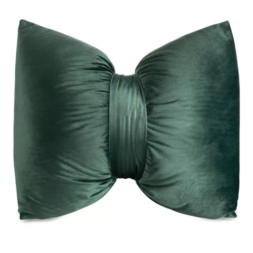 Eurofirany Cojín de Navidad verde oscuro 45x55 - lazo de terciopelo