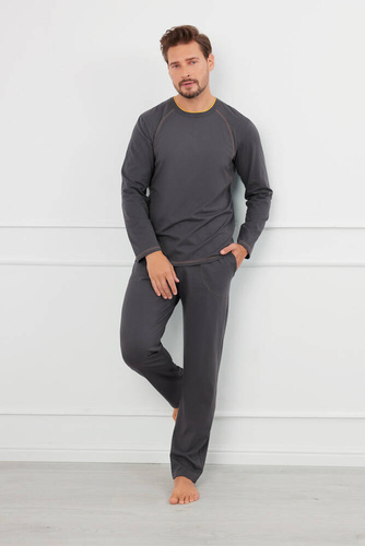 Pijama Salomon Hombre manga larga, pantalón largo Moda Italiana - grafito/miel