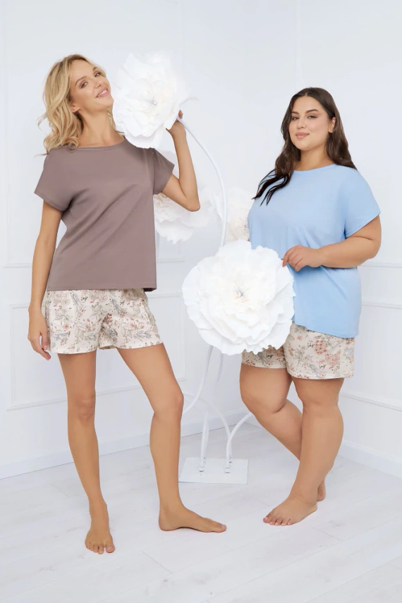 Solita Pijama de manga corta para mujer, pantalón corto Moda Italiana - cappuccino