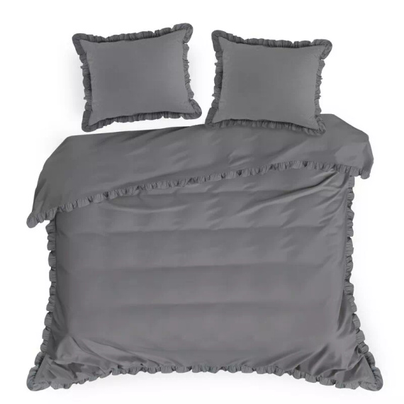 Ropa de cama de algodón con volante Eurofirany 100% algodón con cremallera color acero