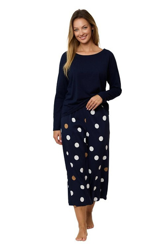 Oceane PS75 Mefemi pijama de mujer - viscosa, largo, con guisantes