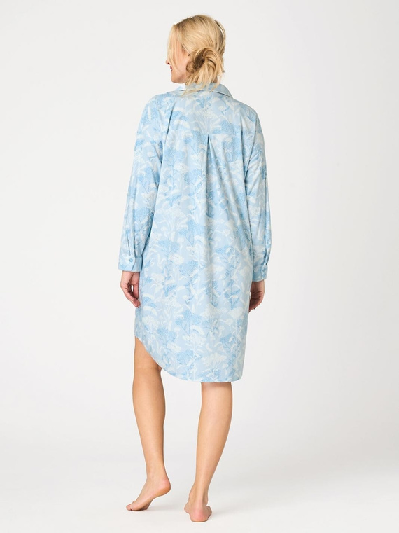 Camisón Key LND 657 azul celeste – botones, SAUDETE FLANNEL, estampado vegetal