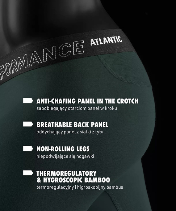 Bóxer masculino Atlantic Bamboo 2MH-1209 verde-gris Performance – pack de 2, de bambú