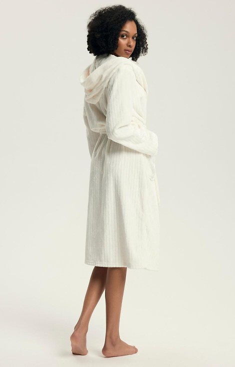 43600 Dionne Bata de mujer con capucha Henderson crema - suave, larga, acanalada