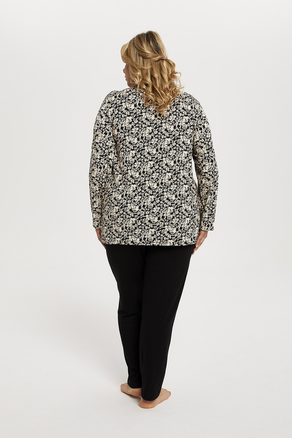 Abisynia Pijama señora manga larga, pantalón largo Moda Italiana - estampado/negro