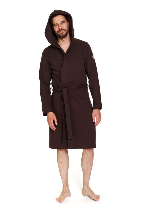 Doctor Nap 7332 - Bata de hombre de algodón con capucha | 100% algodón, pulido - brownie