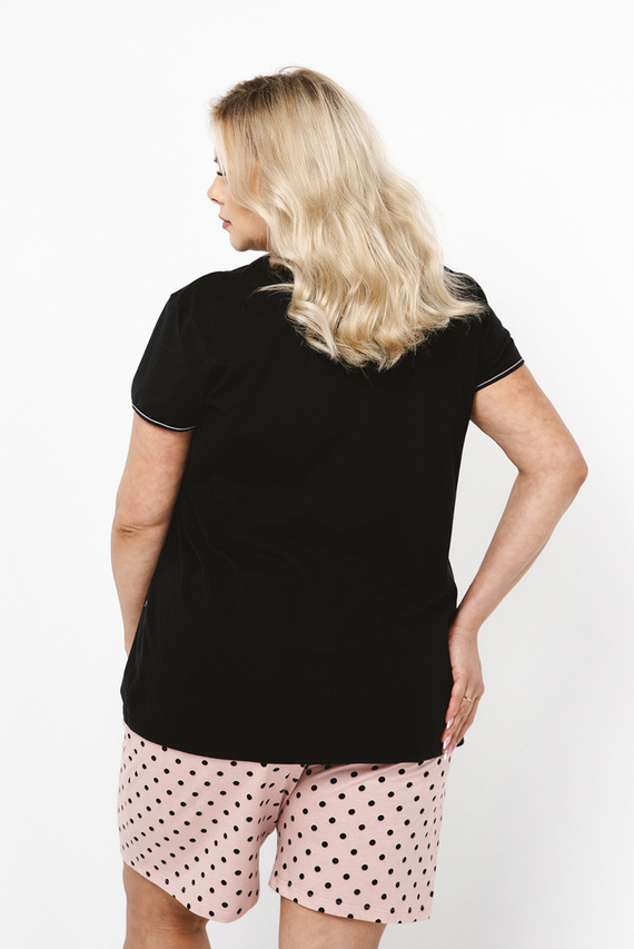 Bonilla Pijama Mujer Manga Corta, Pantalón Corto Moda Italiana- Estampado/Negro