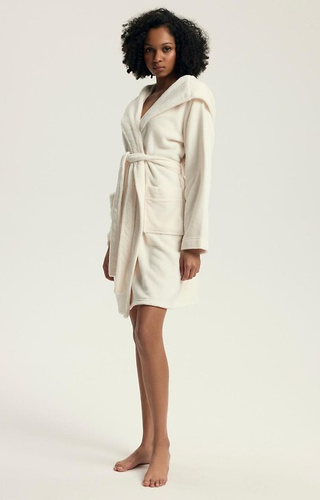 43599 Darlan Bata de mujer con capucha Henderson crema - suave, ligera, antes de la rodilla
