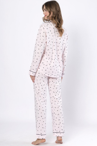 Pijama de mujer Laveza Alka 1618 rosa claro- algodón, manga larga, abotonado