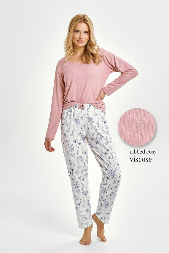 Conjunto de pijama de señora Taro 3456 Caroline rosa de viscosa y algodón