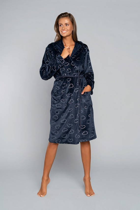 Elixir Albornoz de señora con bolsillos Moda Italiana - rojo/estampado