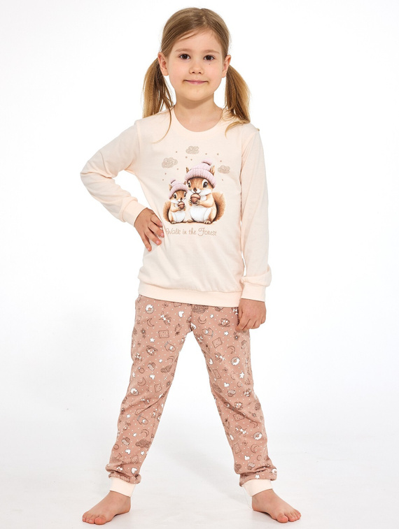 Pijama infantil de niña Cornette Snack 594/200, 592/200 – larga, con ardillas