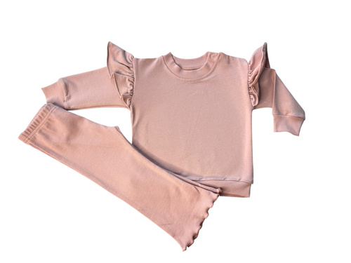 Mamatti DR2568 conjunto para bebé niña - sudadera y leggings en tono rosa sucio
