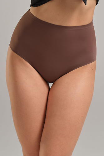 3151 Spiman Cioccolato Braguitas moldeadoras de talle alto sin costuras de microfibra