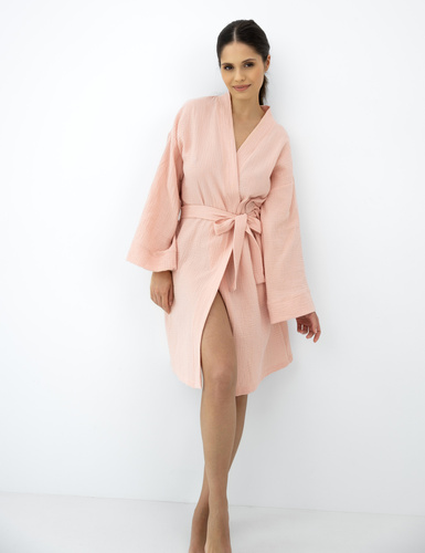 Sabrina Sensis bata de algodón para mujer de muselina color albaricoque