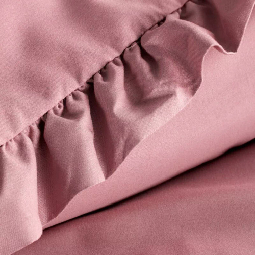 Ropa de cama de microfibra Eurofirany MI con volante, suave, con cremallera, rosa