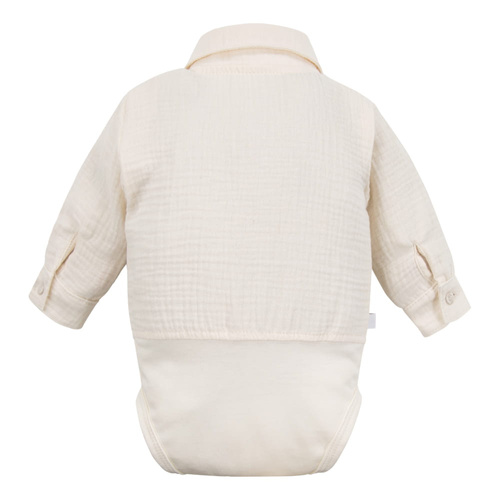 Ceremonia muselina cuerpo camisa con cuello para niño Eevi elegante- crudo