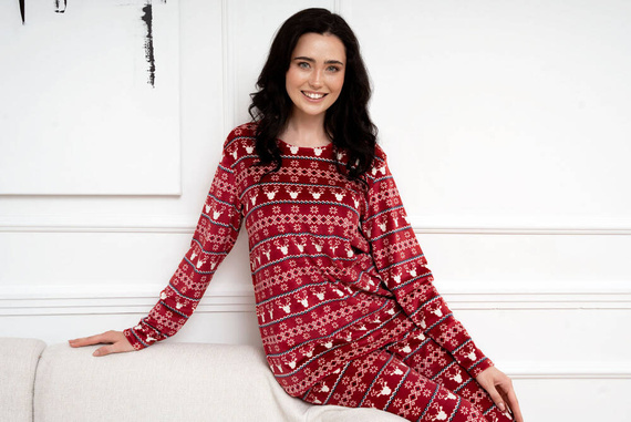 Vellón Islandia Conjunto Mujer Moda Italiana - estampado burdeos