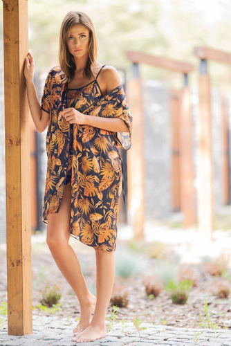 Albornoz de señora Monstera Fashion- estampado italiano