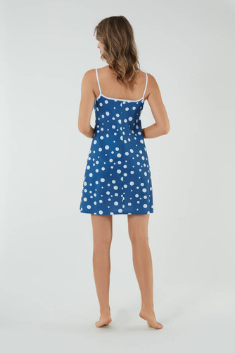 Camisón Ojos, tirante estrecho Moda Italiana - estampado azul