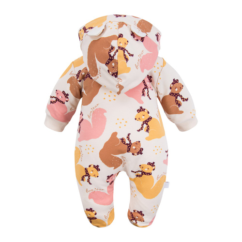 Chándal Fluffy Tails Eevi para niño - crudo, con pies y capucha, estampado otoñal