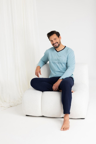 Regina 495 -sea pijama de algodón de manga larga para hombre, corte clásico