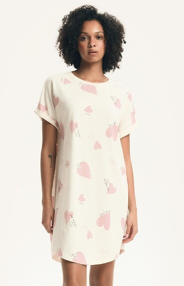 Camisón de señora 44490 Emela melocotón Henderson, 100% algodón, manga corta, medio escote redondo