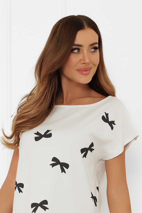 Camisón de mujer Figaro - crudo, algodón, manga cortaModa Italiana