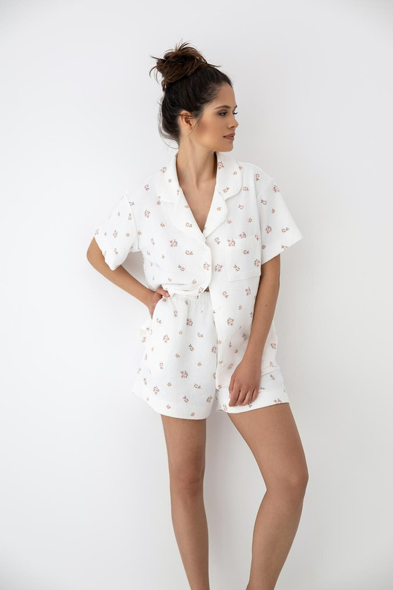 Pijama Coralie Sensis algodón rizo flores cómoda con botones