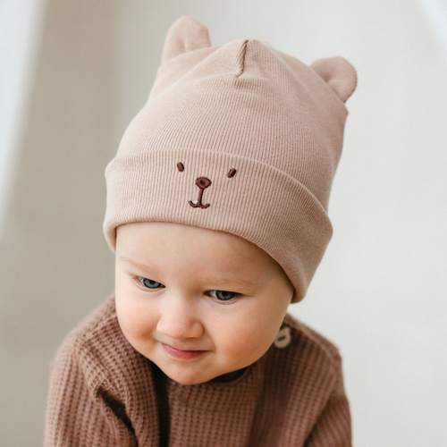 Beary Cool Gorra infantil Eevi - beige, algodón, con orejas