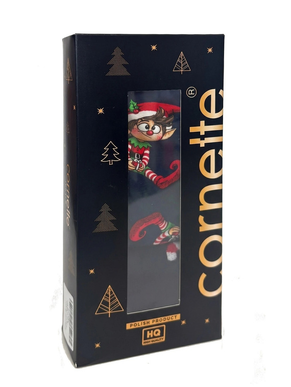 Cornette Gift 914/07 conjunto masculino navideño bóxers y calcetines azul marino