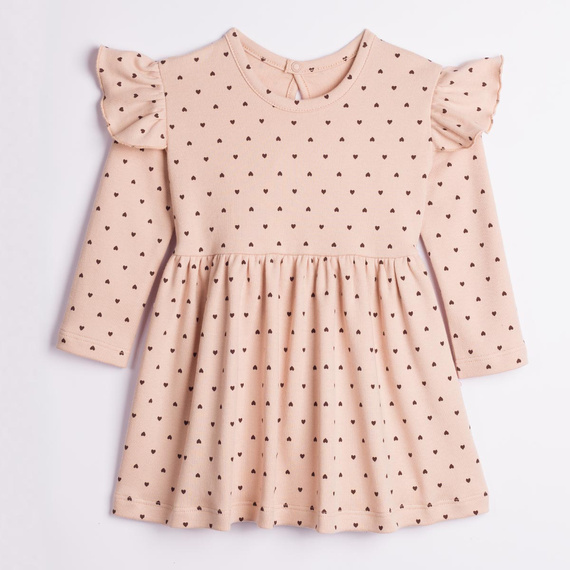 226166 Nicol HANIA Vestido infantil 100% algodón beige con corazones