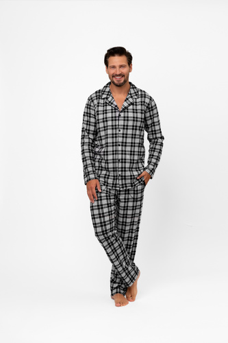 Pijama de hombre Klark - 100% algodón, manga larga y pantalón Moda Italiana