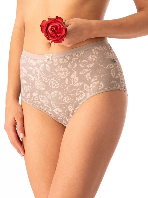 Braga de algodón para mujer Key LPF 590 beige - 2 unidades en una caja, espalda con cordón