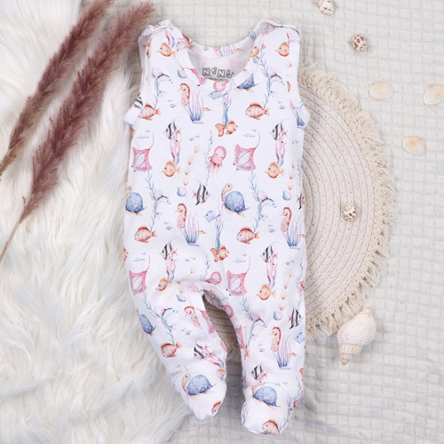 ABN-5480 Pijama para bebé Underwater World Nini - algodón orgánico, pies encajados