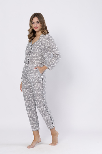 1609 Pijama Bronia Leveza negro - clásico, abotonado, manga larga