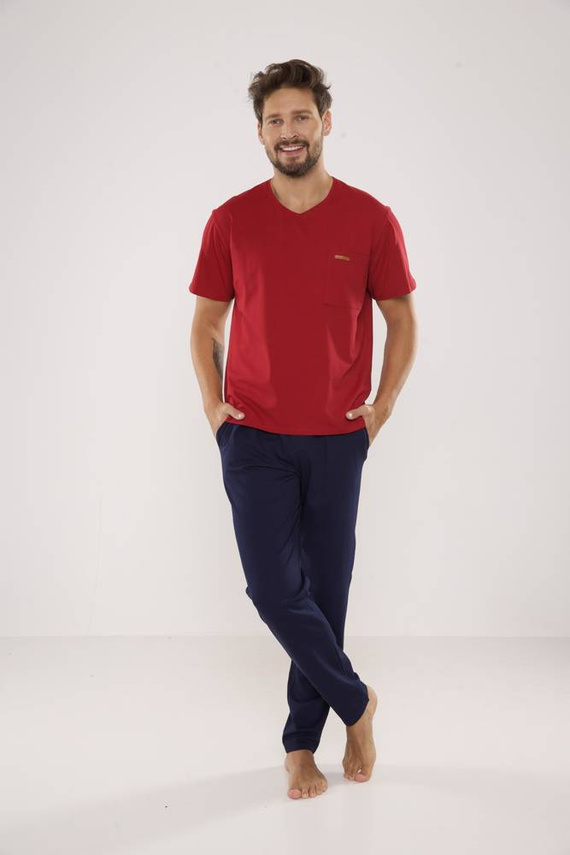 624 Kevin Forex Pijama de hombre - granate - azul marino
