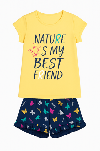 Mariposa Pijama niña Moda Italiana - amarillo/azul