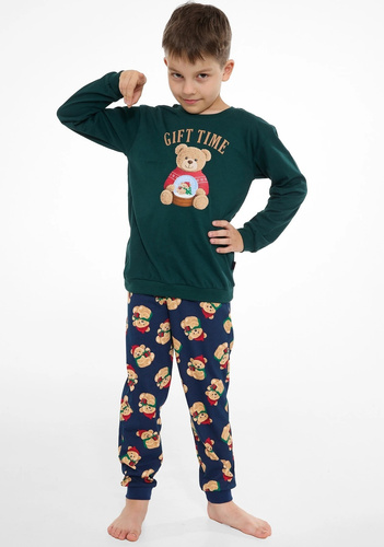 Cornette Gift Time Christmas 593/184 966/184 Pijama infantil verde 100% algodón