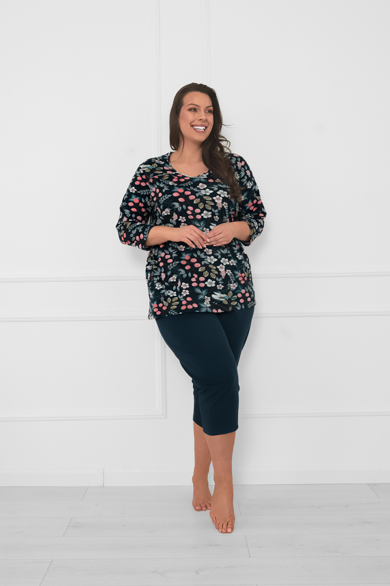 Pijama de algodón para mujer Lucja manga 3/4 y pantalón Italian Fashion