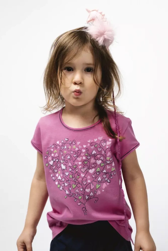 Ontega Pijama niña Moda Italiana - amaranto/azul oscuro